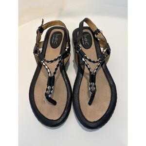 B.O.C. Women's Sandals Black Braided Straps Flat Shoes Size 8M